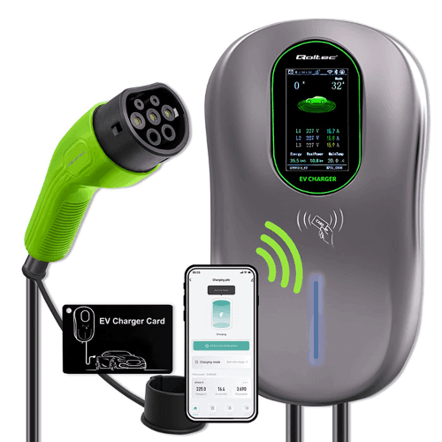 Nabíjacia stanica Qoltec Wallbox Type2 | 22 kW | Wi-Fi | LCD | RFID | 3 fázy | 5 m